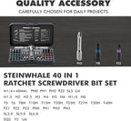 VMAN Ratchet Screwdriver Set, 40 in 1 magnetic Screwdriver sets, S2 Steel Bits, DIY Combination Flexible Shaft, Suitable for Furniture Assembly, Precision Electrical Appliance Repair, Bicycle Tools