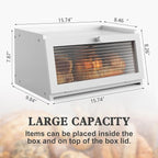 LOHASOK Bread Box for Kitchen Countertop Large Farmhouse Bread Container Bread Storage with Window Wooden Bread Holder White