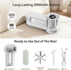 Rechargeable Fabric Shaver, 2-in-1 Lint Remover for Clothing, Furniture, Sweater with 6-Blade, 200ml Container, LED Display, 2000mAh USB-C, 3-Speed Lint Shaver Eliminates Fuzz & Pilling
