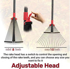 91 Inch Rake for Leaves , Adjustable 18 Tines with Expandable Head 9-18in Grass Rake Heavy Duty Metal Rakes for Women Children Yard Gardener Gardening Grass Debris Lawns