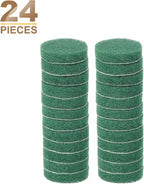 HARFINGTON 24pcs Scrubber Scouring Pads 180 Grits 2 Inch Drill Power Brush Hoop and Loop Surface Conditioning Disc Drill Scuffing Disc Scrub Pads for Home Kitchen Cleaning, Green