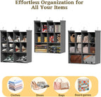Ofiray-home 3 Tier Hanging Closet Organizer, 10 Compartments Sweater Organizer for Closet with 3 Sturdy Hooks, Closet Organizers and Storage, Wardrobe, Rv, Garment Rack, Grey