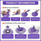 Spin Mop Replacement Handle 360 Degree Spin Mop Pole Handle Replacement Rotating Telescopic Stick for Mop Head, Ideal for Home and Household Cleaning