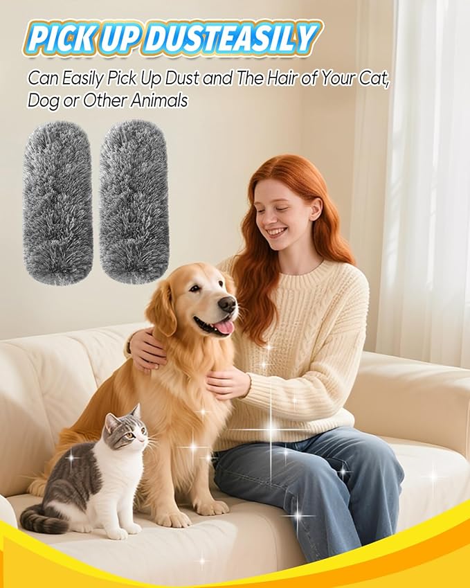 KEEPOW 4 Pack Upgraded Microfiber Duster Refills Compatible with OXO Extendable Duster, Reusable Washable Head Replacements for Cleaning, Compatible with OXO Microfiber Duster (Handle Not Included)