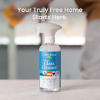 Truly Free Natural Glass Cleaner - Removes Dirt & Debris for Sparkling Clean Windows & Glass Surfaces at Home, Office & Garage, Includes: 1 Refillable Empty Bottle (16oz) & 2 Refills (3oz ea)