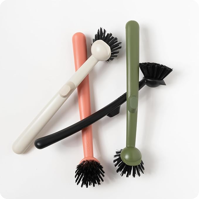 Earth & Mango Magnetic Dish Brush & Scraper, Snaps to Sink, Non-Scratch, Dishwasher Safe, Dish Scrubber – Moss Green