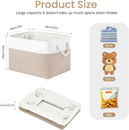 Large Storage Baskets- 15x11x10 inch Storage Bins for Shelves and Closet Organizing, Foldable Fabric Bin for Home Organization Clothes and Laundry (6-Pack, White&Khaki)