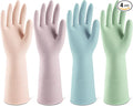ThxToms 4 Pairs Reusable Rubber Gloves, 13" Natural Latex, 10mil Thick Heavy Duty Dishwashing & Cleaning Gloves, Non-Slip Grip, Multi-Color, Ideal for Kitchen, Bathroom, Car, & Garden Cleaning, Large