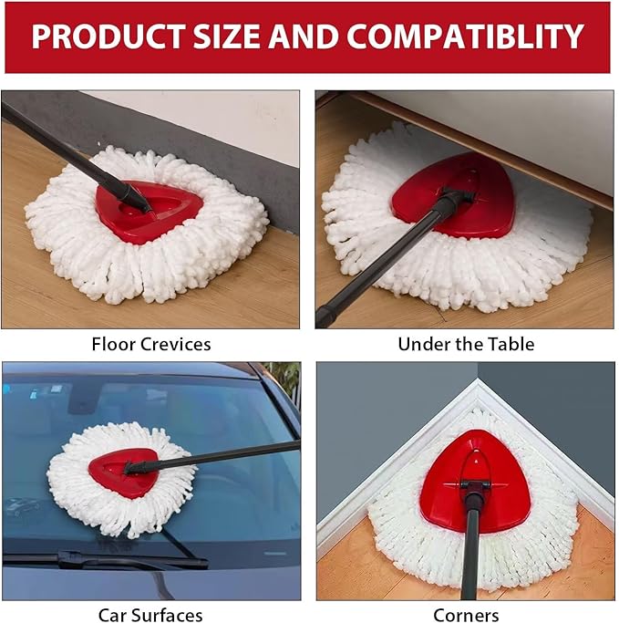 4-Pack Mop Replacement Heads for Ocedar Mop Replace Head EasyWrin Spin Mop Heads Replacements, Easy Cleaning Mop Head Replacement