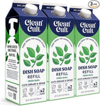 Cleancult Dish Soap Liquid Refills - Plant Based Cleaning Power - Cuts Grease & Grime - Free of Harsh Chemicals - Uses 90% Less Plastic - Fresh Basil - 32 oz/3 Pack