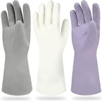 Cleanbear Reusable Dish Washing Rubber Glove Set of 3, Household Cleaning Gloves for Washing