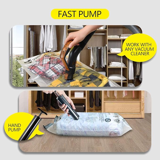 GONGSHI Vacuum Storage Bags, Space Saver Seal Bags For Clothing, Blankets, Comforters, Pillows, Clothes Storage,Travel Luggage.5 L 5 M