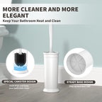 Toilet Brush and Holder 2 Pack, Toilet Bowl Brush with Extra Long Handle, Toilet Scrubber and Covered Holder, Toilet Brushes for Bathroom-Space Saving, Covered Brush, Durable, Deep Cleaning(White)
