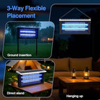 Solar Bug Zapper Outdoor, Powerful Mosquito Zapper, Electric Mosquito Killer Outdoor, Waterproof & Portable Fly Killer, Rechargeable Flying Insect Trap for Patio, Yard, Garden, Home, Camping, Black