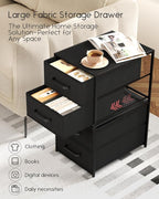 Homsorout Stackable Storage Drawers - 2 Tier Closet Drawers, Closet Organizer with Metal Handles, Night Stand with Collapsible Bins, Fabric Dresser for Bedroom, Dorm, Office, Black, 1 Pack