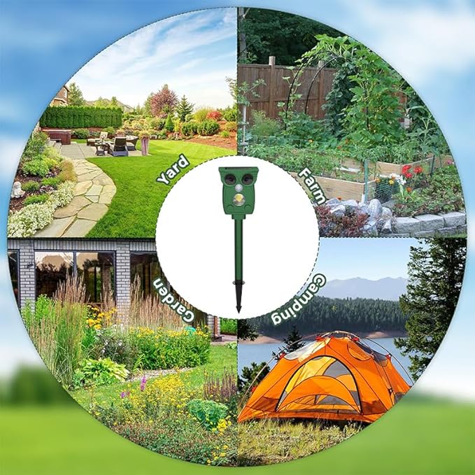 Solar Ultrasonic Animal Repeller, Outdoor Cat Deterrent with Motion Sensor, Waterproof Fox Repellent, Humane Pest Control for Dogs, Rats, Birds (1PACK)