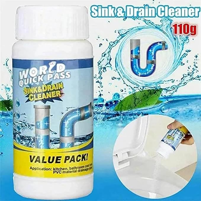 Wild Tornado Sink and Drain Cleaner, Wild Drain and Pipe Cleaner, World Tornado Sink DrainCleaner, Powerful Pipe Dredging Agent for Kitchen & Bathroom (3PCS)