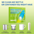NATRUTH Water Bottle Cleaning Tablets 20 Tablets Effectively Removes Tough Stains and Odors Bottle Clean Tablet Individually Packed for All Stainless Steel, Plastics and Glass Drinking Containers
