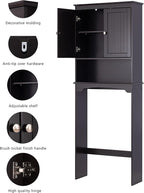 Spirich Over The Toilet Cabinet for Bathroom Storage, Above Toilet Storage Cabinet with Doors and Adjustable Shelves, Espresso