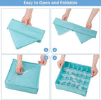 Foldable Storage Cubes Drawer Underwear Organizer Dividers， under Cabinet Organizer 24-Cell Fabric Storage Boxes for Lingerie,Socks,Ties（Light Green）