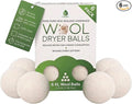 Pursonic XL Laundry Wool Dryer Balls Made with 100% Pure New Zealand Wool - Natural Reusable Fabric Softener Balls for Drying Time & Energy Consumption - Reduces Clothing Wrinkles & Lint - Set of 6