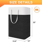 TasticTotes laundry basket 3-Pack, laundry hamper, Hamper with handles, collapsible laundry baskets, Waterproof dirty clothes hamper, Towel Storage for Home or Dorm, 88L-Black