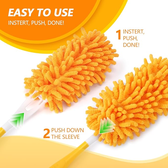 Reusable Duster Refill Compatible with Swiffer Duster Kit - Pet Heavy Duty Duster Refills Fit for Swiffer Extended Handle Duster - Microfiber 360 Duster Refills for Dusting Cleaning, 6 Pack