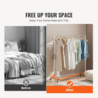 VEVOR Z Rack, Industrial Grade Z Base Garment Rack, Rolling Sturdy Steel Z Base Clothing Rack with Lockable Casters, for Home Clothing Store Display Orange (3 Sets)