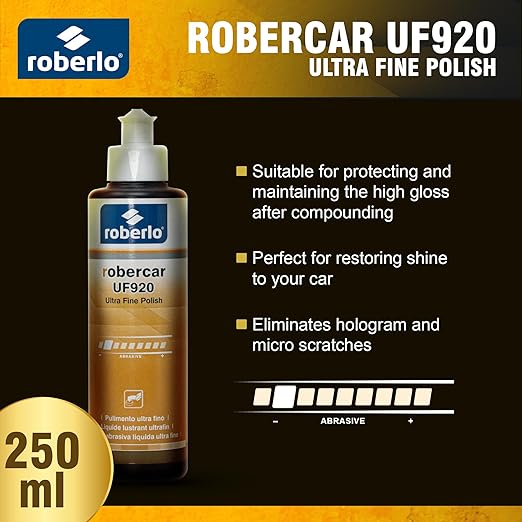 ROBERCAR UF920 Ultra Fine Polish - Premium Buffing, Cutting, & Polishing Compound for Automotive Paint Restoration, Polishing Kit - 250ML - High-Gloss Finish