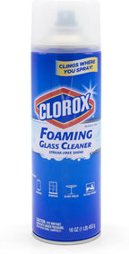 CLOROX Foaming Glass Cleaner Aerosol - All Purpose Window And Glass Cleaner Spray - Washes Away Germs - Streak-Free & No-Drip formula Glass Cleaners for Windows and Mirrors, 16 Oz - 6 Pack