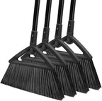 4PCS Heavy Duty Broom, Broom for Sweeeping Indoor and Outdoor, Angle Broom with Long Pole, Outdoor Broom for Courtyard/Garages/Slidewalk, Indoor Broom for Kitchen Lobby Canteen Black