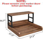 Washer Dryer Countertop with Shelf, 27.5″D x 27.5″W x 16.7″H, Countertop for Washer and Dryer Top with Non-Slip Pads and Edge Rails, Laundry Room Storage and Organization(Walnut)