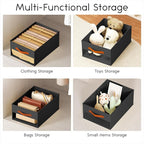 Homsorout Drawer Organizers and Storage - 10 Pack Foldable Pants Organizer with Clear Window & Handles, Fabric Closet Organizer for Clothes, Jeans, Sweaters, Towels, T-shirt, Scarf (Black)