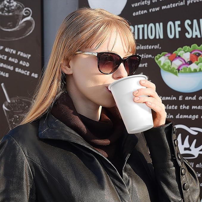 Qunclay 𝟐𝟏𝟎 𝐂𝐨𝐮𝐧𝐭 𝟏𝟐 𝐨𝐳 Disposable White Paper Coffee Cups, To Go Hot Cups for Coffee, Chocolate, Juice, Hot or Cold Beverage Drinking Cup Suitable for Party, Office, Travel, and Events