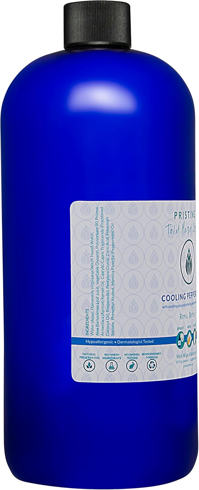 Pristine Toilet Paper Spray: As Seen on Shark Tank, the More Natural Alternative to Flushable Wet Wipes & Personal Cleansing Wipes, Spray Dry Toilet Paper to Create a Flushable Wipe - Peppermint