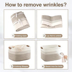 45L Small Laundry Basket with Leather Handles for Living Room Storage, Woven Rope Baskets Bin for Blanket, Kids Toy, Gifts, Wicker Hamper for Bedroom Dirty Clothes, 18"x14"x11" White Black