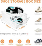 INSTY 12 Pack Large Shoe Storage Box, Clear Shoe Storage Organizer with Magnetic Door, Stackable,Shoe Containers For Display Sneakers, Easy Assembly, Fit up to US Size 12, Clear
