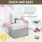BALEINE 1 Pack Fabric Storage Bins for Shelves, Linen Storage Baskets for Organizing, Decorative Closet Bins for Clothes, Home (Grey, 12"x8"x8")