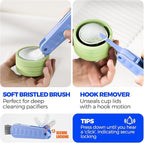 6 Pack Holikme 4 in 1 Cup Lid Cleaning Brush Set with 3 Straws, Multifunctional Bottle Brush, Silicone Cup Lid Gap Cleaner, Durable Bristle Crevice Cleaning Brush, Blue