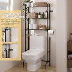 Over The Toilet Storage,3-Tier Heavy Duty Metal Bathroom Organizer, Freestanding Space Saver with Wide Shelves for Towels & Toilet Paper (Black)