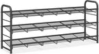 SONGMICS Stackable Shoe Rack, 3 Tier Metal Shoes Rack Storage Shelf, Holds up to 15 Pairs, Adjustable Slanted Shelves Tower Organizer for Closet Entryway Small Spaces, Black ULMR106BD01