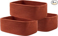 Small Woven Basket, 13.5 x 9.5 x 5 Inches, Storage Basket for Organizing, Cute Small Rope Shelf Closet Cube Storage Bins Baskets for Shelves, Dog Toy Gift Baskets Empty, 3 Pack Rust Red