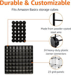 Amazon Basics 6-Cube Wire Grid Stackable Storage Organizer, Metal Shelving Unit, No-Tool Assembly, 26"W x 38"H x 12.6"D, Black