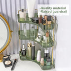 INVSSENE Corner Bathroom Countertop Organizer, Vanity Trays for Bathroom Counter, Makeup Organizer, Perfume Tray, Kitchen Spice Rack, Fits 90 Corner(Green, 3 Tiers)
