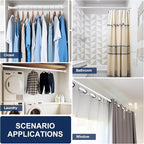 No Drilling Closet Rod, 27.5-74 Inches Hanging Closet Rod for Clothes, Closet Bar & Pole Heavy-duty, Closet Rods for Hanging Clothes For Closet Wardrobes Bathroom Laundry RV Curtains,White