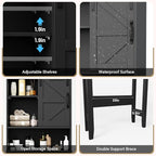 Over The Toilet Storage Cabinet, Bathroom Organizer with Adjustable Shelves and Anti-Tip Device, Space-Saving Storage Solution, Black