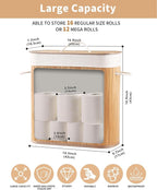 Bamboo Toilet Paper Storage with Lid & Handel, 8 Gallons (30L), Sturdy Toilet Paper Basket, Organizer for Bathroom, Kitchen, Holder with Storage, Natural