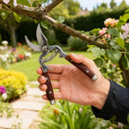 Garvee 2-Pack Wood & Steel Handle Bypass Pruning Shears for Gardening | Curved & Straight Garden Shears 8x20cm | Ultra Sharp Blades for Plants, Flowers & Light Branches | Essential Gardening Tools