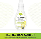 Excelsior HE Washing Machine Cleaner and Deodorizer, Removes Odors & Residues for 20 Cleanings of High Efficiency Washers, Lemon Scent, 1 Liter Bottle