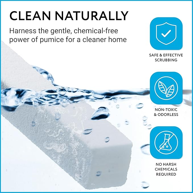 IMPRESA 12 Pack Pumice Chisel Sticks - Secure Refillable Scouring Stick Handle - Thin Cleaning Stone for Tight Spaces - Pumice Stone Toilet Bowl Cleaner & Stovetop Cleaner - White & Red